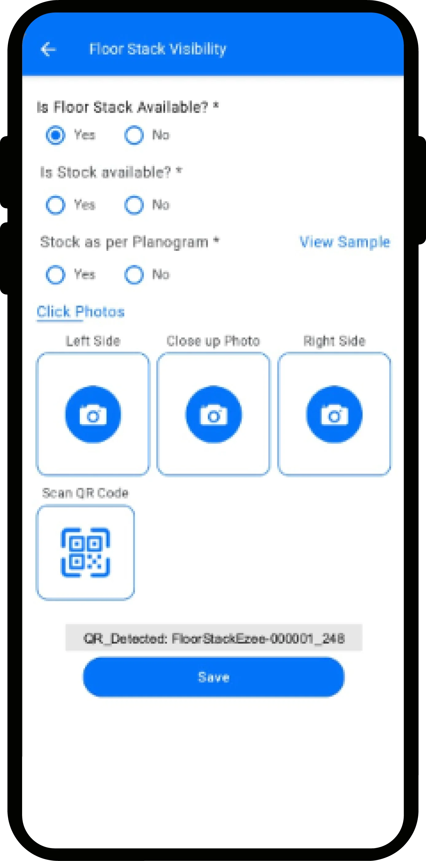 QR detected in field app